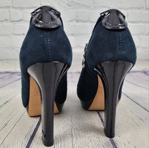DIONE | side zip suede heeled shoes - Picture 6 of 9